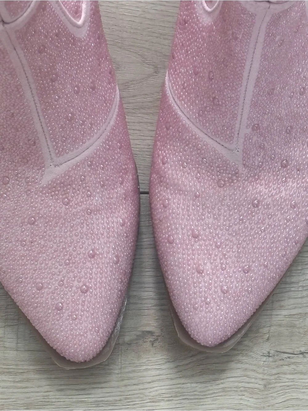Pink Glitter Western Ankle Boots for Women Boho Cowgirl Embellished Boot